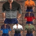 thumbnail image 3 of Men Casual Printed Long Sleeve Muscle Fitness Button Down Shirt Party T Dress Up, 3 of 8