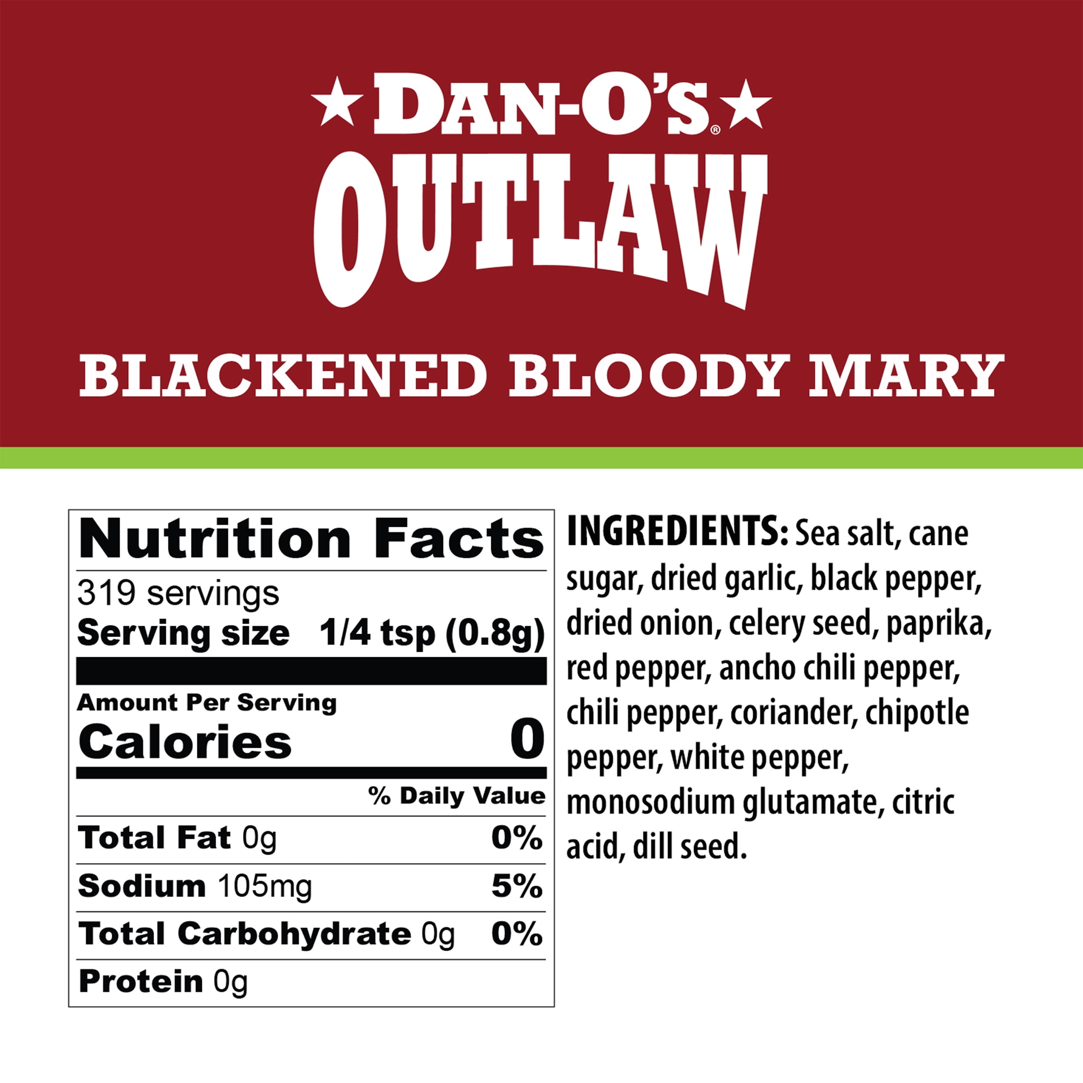 Dan-O's Outlaw Blackened Bloody Mary - All purpose seasoning great for grilling or cocktails (9 oz)