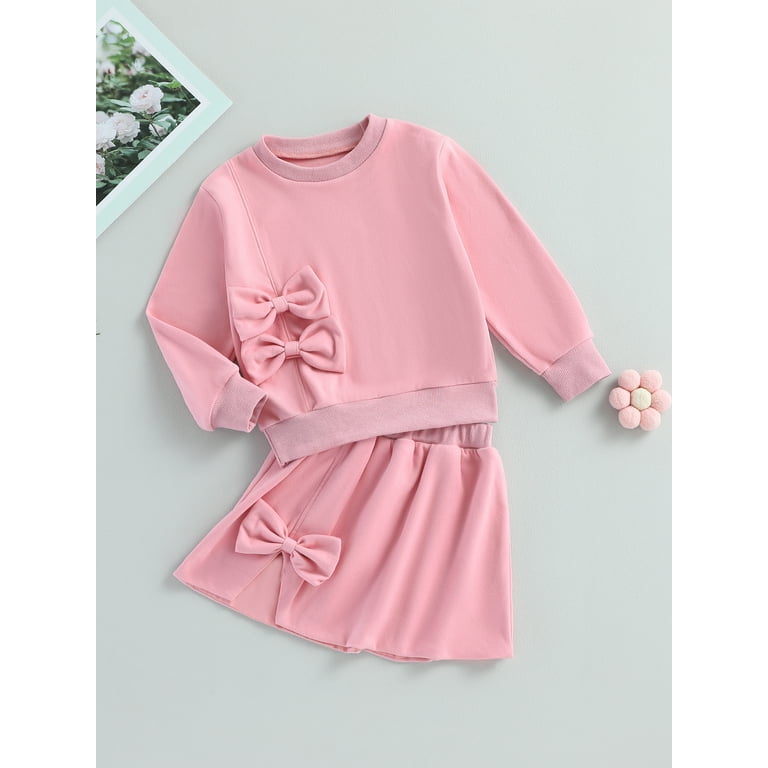 Bagilaanoe 2Pcs Toddler Baby Girl Skirt Set Pink Long Sleeve Bagilaanoe 2Pcs Toddler Baby Girl Skirt Set Pink Long Sleeve