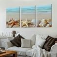 thumbnail image 2 of Beach Picture Decor Ocean Painting Canvas Wall Art Prints of Starfish and Seashell on Sandy Seaside Ready to Hang for Living Room Bedroom Office Wall Decor Home Decoration12x16x3pcs, 2 of 6