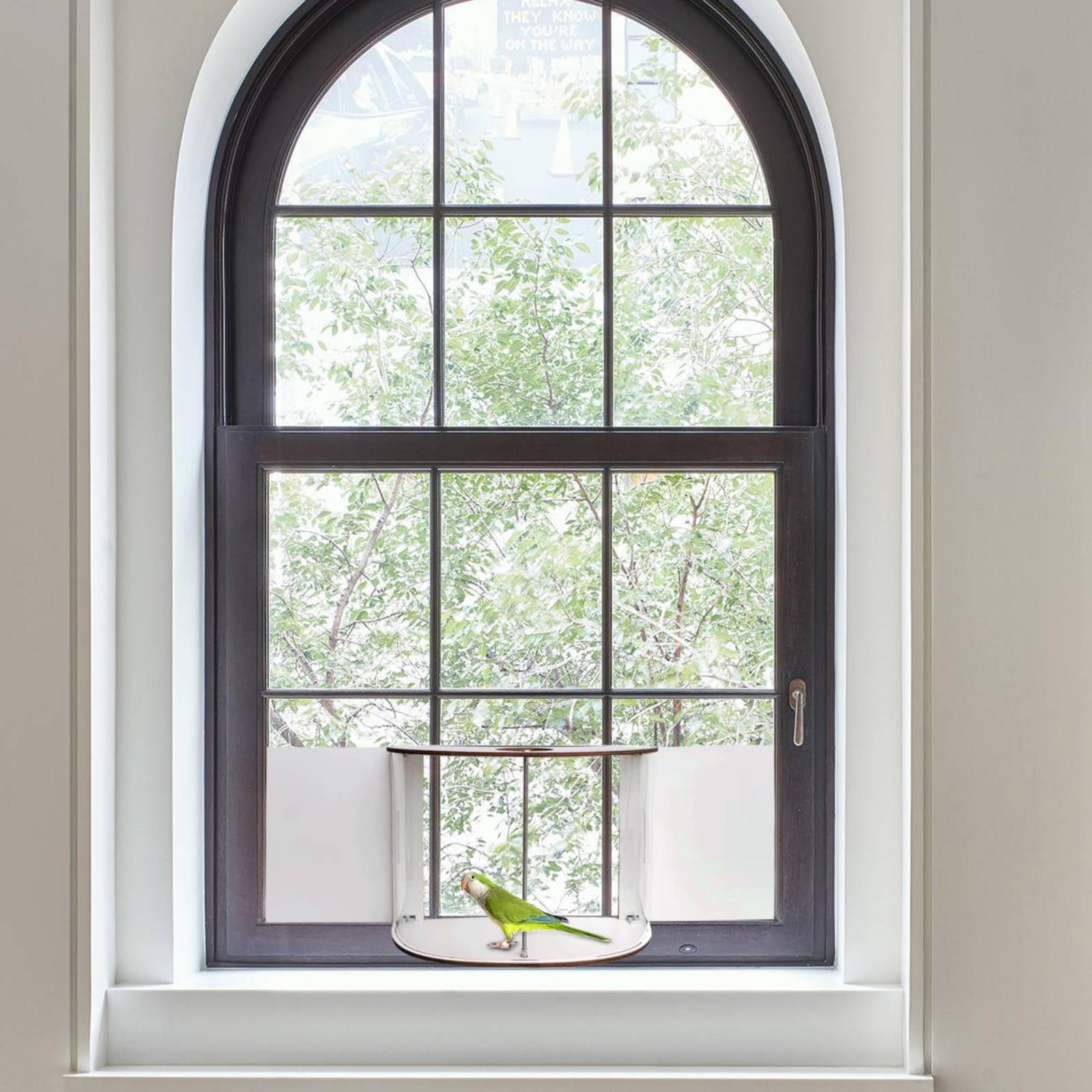 Hezzwei 180° Clear View Window Bird Feeder, White