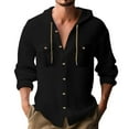 thumbnail image 2 of Chemise à Manches Longues pour Hommes Cardigan Décontracté de Vacances à Capuche, 2 of 5