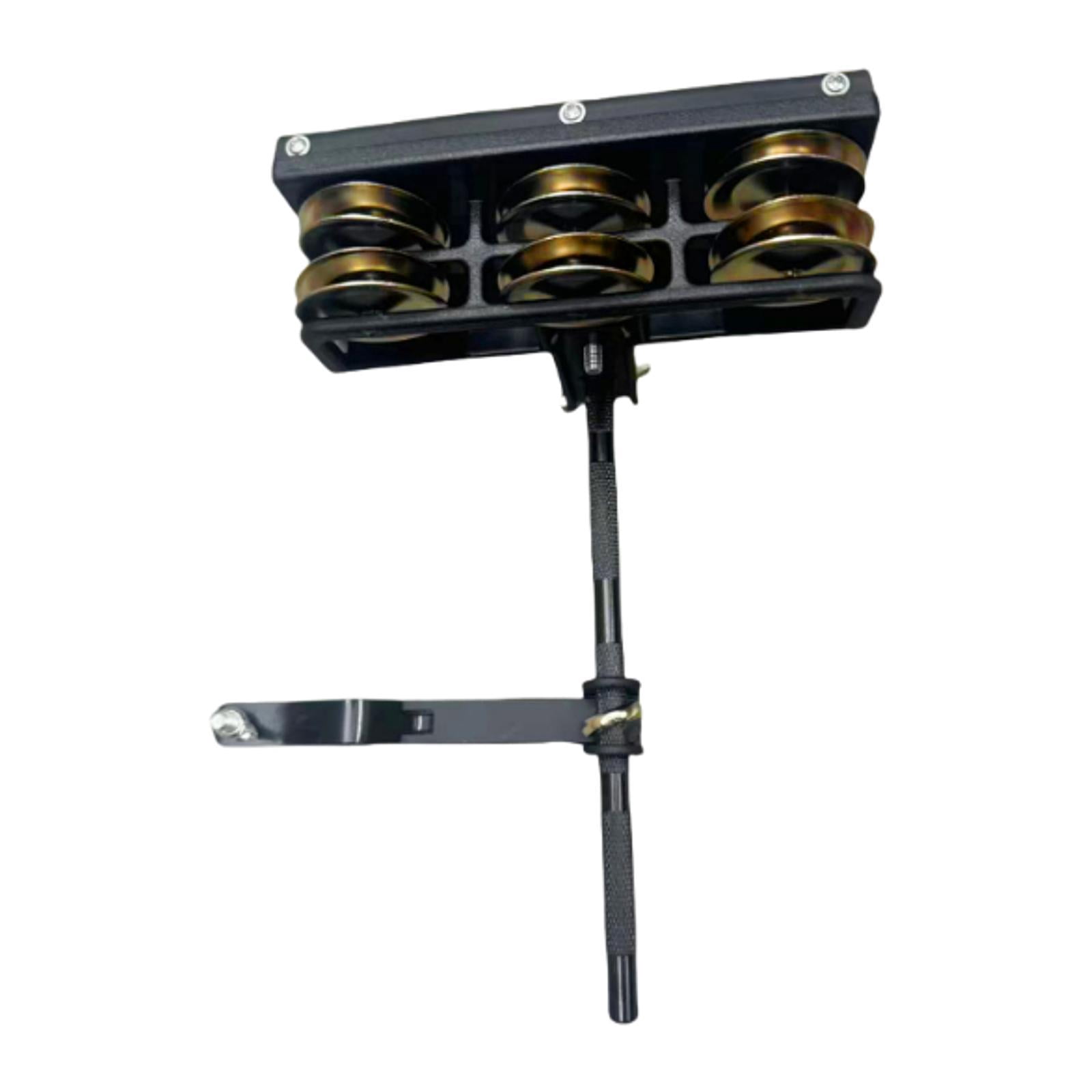 LeeQinersw Double Row Tambourine with Fixing Rod and Clip Mountable Tambourine for Drummers Golden Bell plate