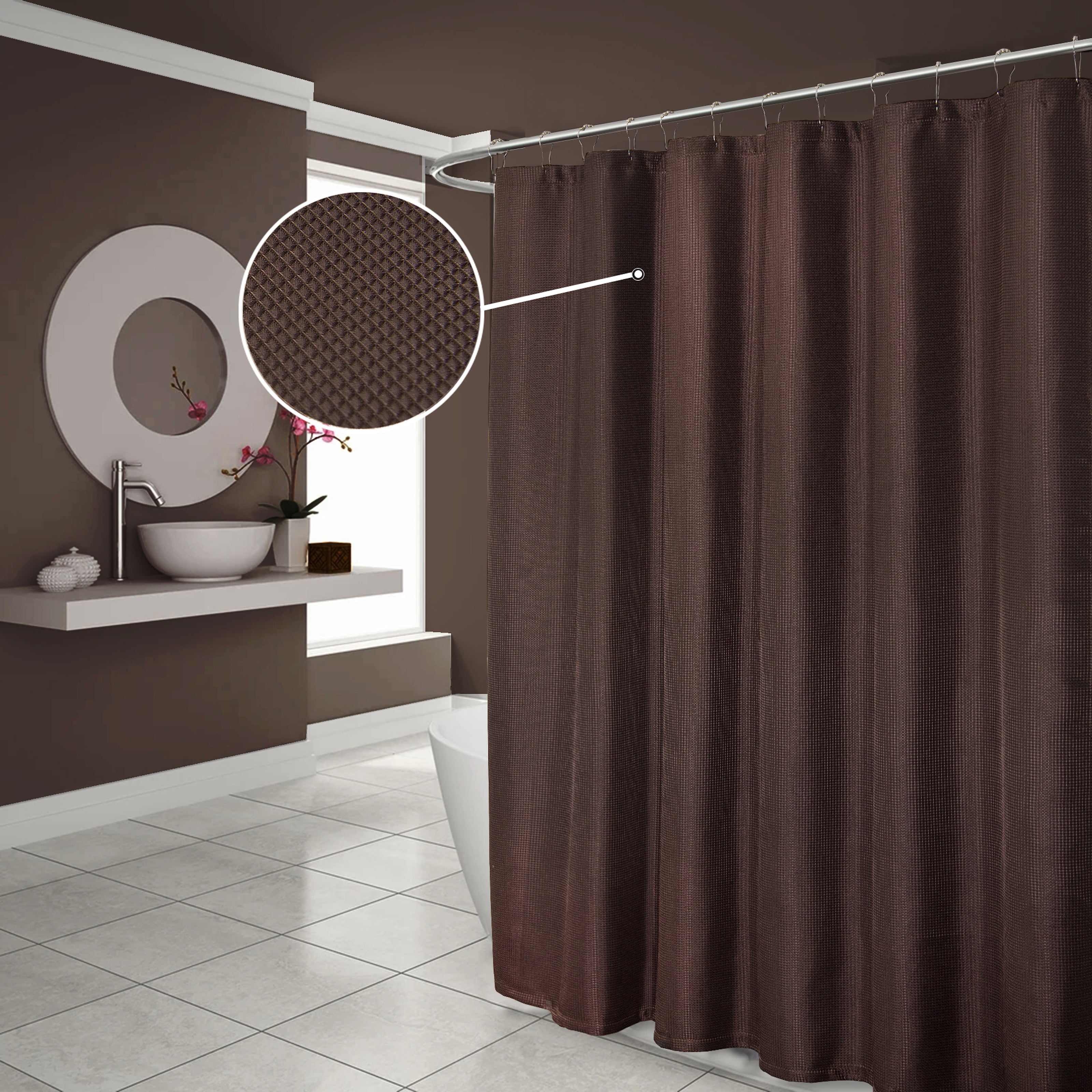 Dainty Home Hotel Collection Waffle Weave Solid Design Shower Curtain
