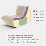 GGUG Memory Foam Lazy Sofa, Comfortable Back Support Floor Chair, Comfy for Reading Game Meditating , Mohai White