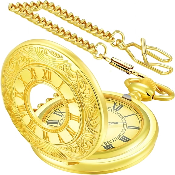 DESIGNICE Vintage Pocket Watch Roman Numerals Scale Quartz Pocket Watches with Chain Christmas Graduation Birthday Gifts Fathers Day
