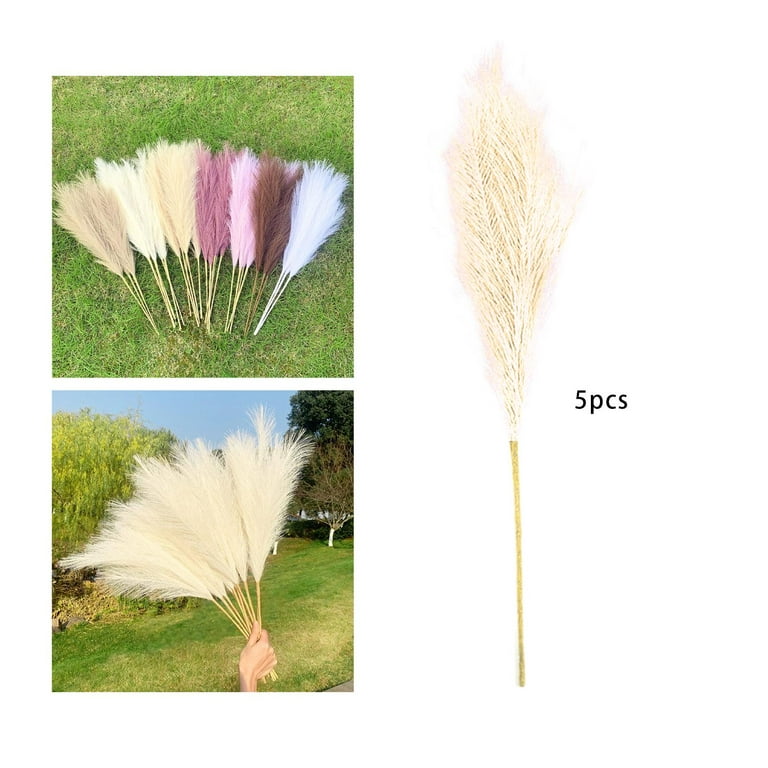 Tall Faux Pampas Grass - Beige (3 Stems) Faux Pampas Grass Artificial Flowers