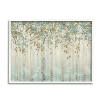 Stupell Industries Abstract Forest Leaves Trees Blue Tan Soft Painting Framed Art Print Wall Art, 14x11, By James Wiens