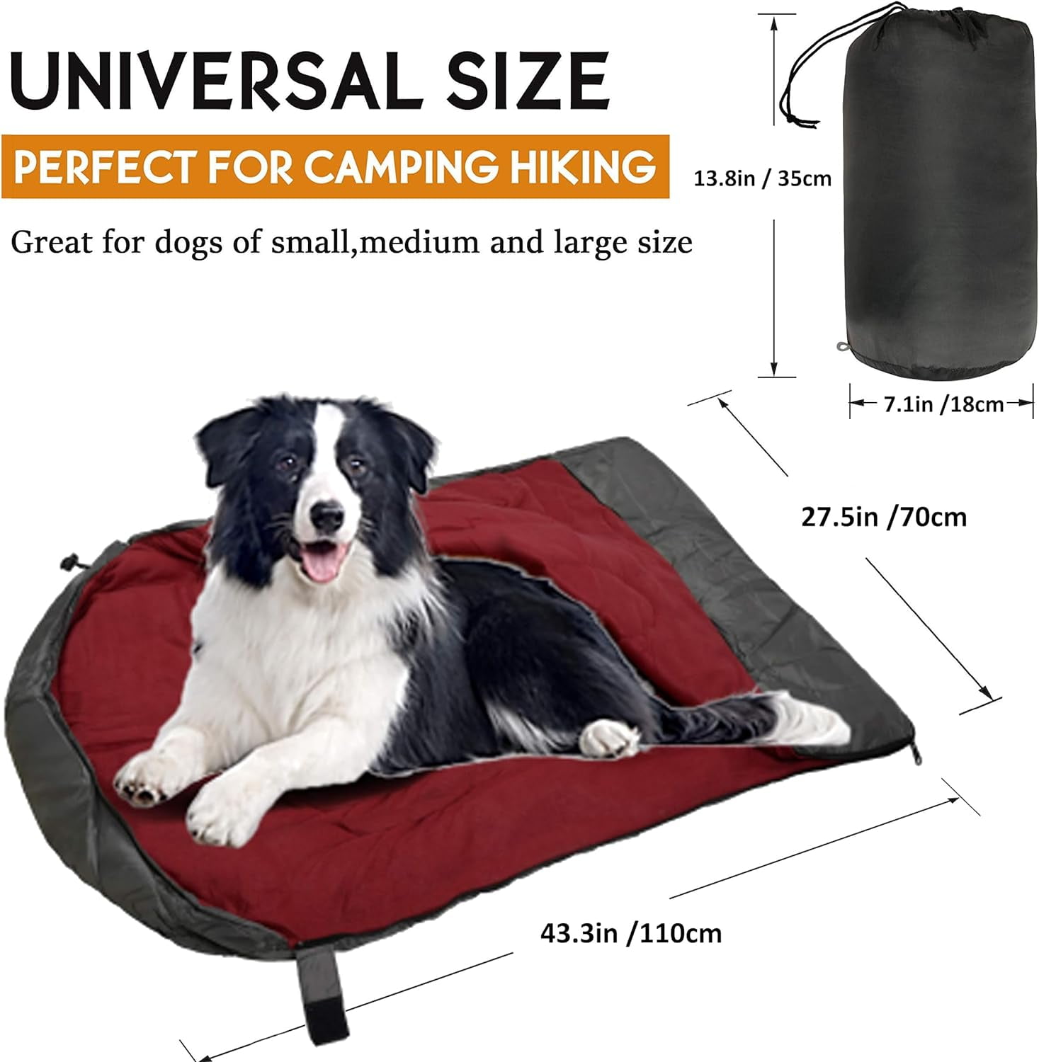 OROOTL Dog Sleeping Bag Bed Portable Pet Bed Dog Mat Outdoor Travel Supplies Waterproof Warm Puppy Sleep Pad for Hiking Camping(Red)