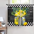 thumbnail image 2 of Lemon Fruit Kitchen Window Curtains 2 Panels 27.5W x 39H Rod Pocket Vintage Farmhouse Rustic Black White Buffalo Plaid Small Short Door Decor Bathroom Drapery Treatment, 2 of 6