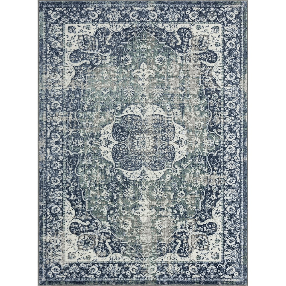 Ox Bay Bethany 5' x 7' Blue Medallion Durable Indoor Area Rug