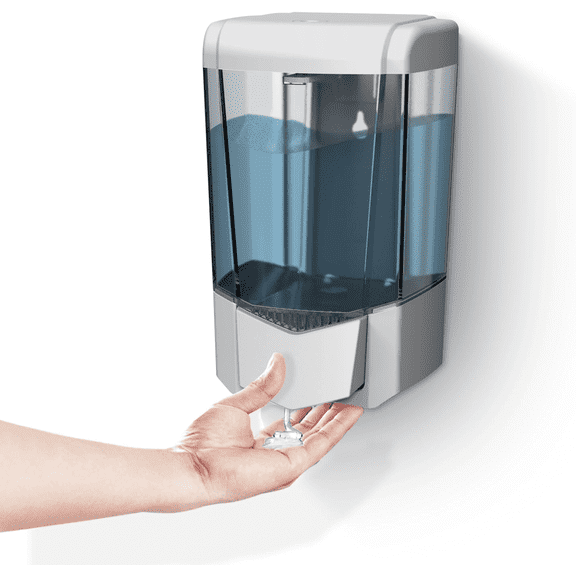 Interhasa Wall-Mounted Silver Soap Dispenser, 600ml/20oz, Commercial