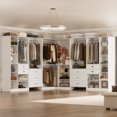 thumbnail image 5 of Homieasy Closet system with 10 wooden drawers, 6 hanging rods and corner tower, corner closet system with hanging, 100" L-shaped walk-in wardrobe organizer, 2000+ lbs capacity, set of 5, White, 5 of 7