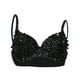 thumbnail image 1 of Corsé de lentejuelas punk para mujer, sujetador de lentejuelas de lujo hecho a mano, sujetador push up, top corto negro, 1 of 9