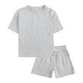thumbnail image 2 of Elainilye Fashion Toddler Pajamas Set Boys Girls Cute Plain Soft Short Sleeve Top Pants Home Wear Suit Loungewear, Sizes 6M-13T, 2 of 8