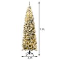 thumbnail image 4 of Patiojoy 7.5FT Snow Flocked Pencil Pre-lit Christmas Tree with Flexible Stand Thick Leaves LED Lights, 4 of 8
