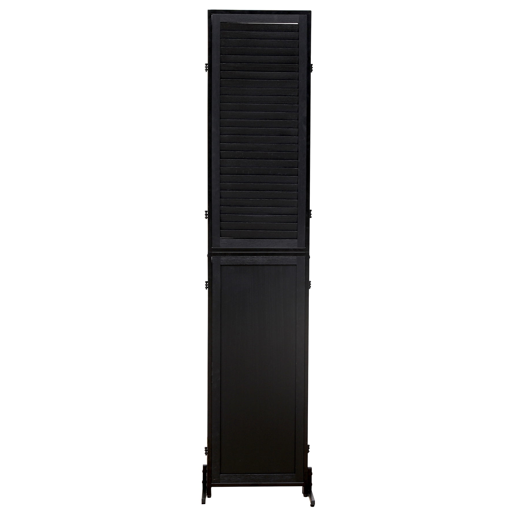 3 Panels 5.9 FT Wooden Room Dividers Black Folable Privacy Screen Louver Room Separation Indoor Freestanding Wall Partition Screen