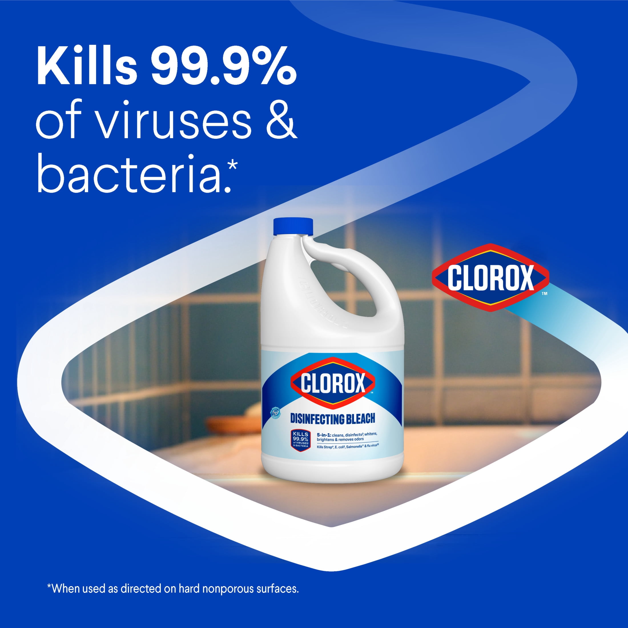 (2 pack) Clorox Disinfecting Liquid Bleach Cleaner, Regular Scent, 121 fl oz