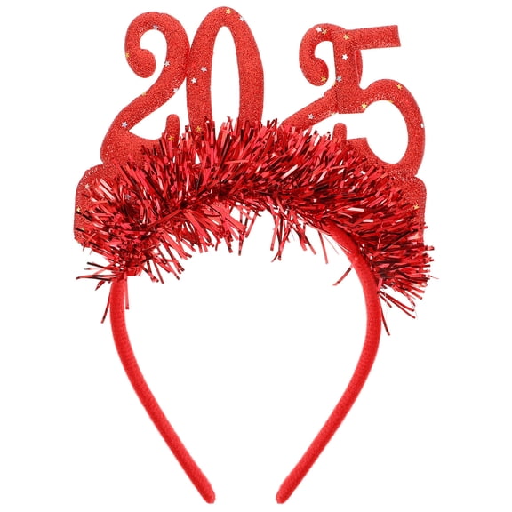 UPKOCH Red New Year 2025 Hairband with Glitter and Gold Foil for Party Decoration Fashionable and Comfortable Cloth Headpiece