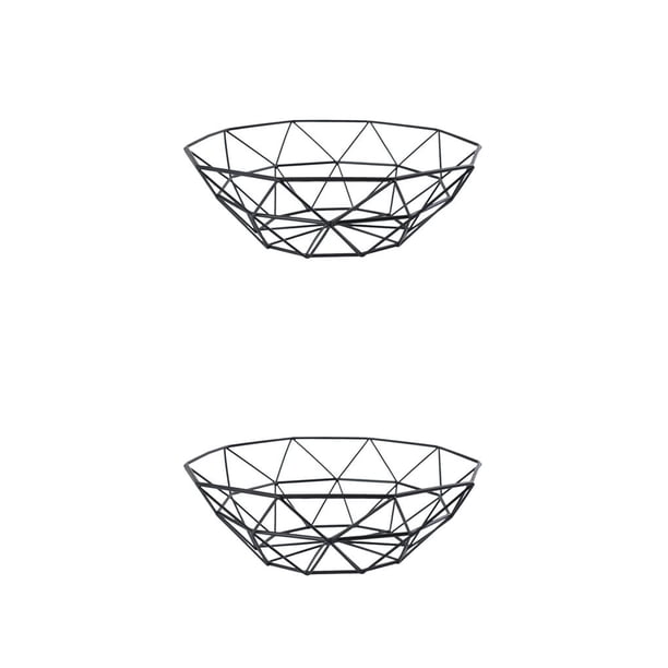 Toystoory Cesta de fruta de escritorio creativa para sala de estar, cesta de almacenamiento de aperitivos de hierro para cocina, escurridor de platos de Negro 2piezas Toystoory CBP108155