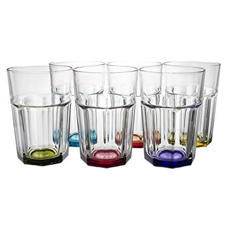Rainbow Colored Thick Glass Water / Beverage Highball ...