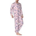 thumbnail image 2 of Naloa Butterfly Men’s Pajamas Set - Long Sleeve Button Down Sleep Shirt and Pajama Bottoms Sleepwear Set-Small, 2 of 7