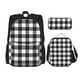 thumbnail image 1 of Balery Black White Plaid Mochila Escolar 3 en 1 para Niños - Mochila Resistente con Lonchera Térmica y Estuche - Mochila Escolar para Niños y Niñas, 1 of 7