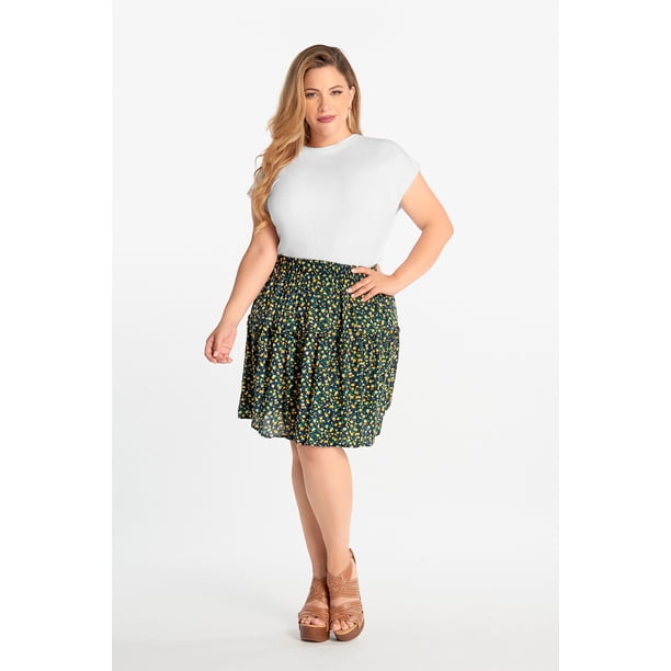 Falda Con Flores Verde Multicolor Dama Mundo Terra 026255