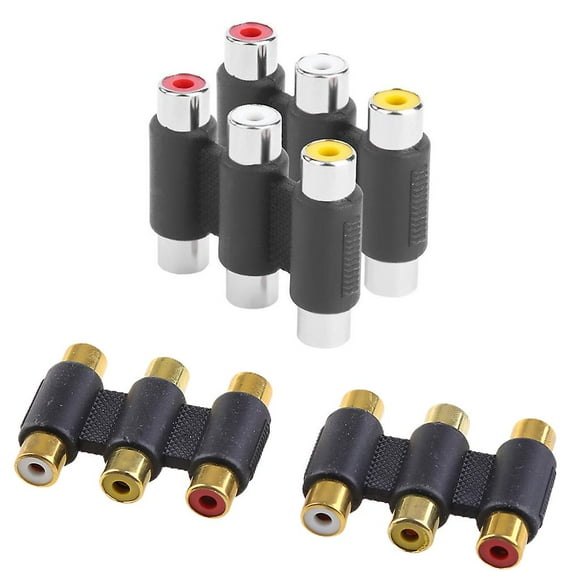 3 Rca Jacks Coupler Female To Female Rca Connector,,