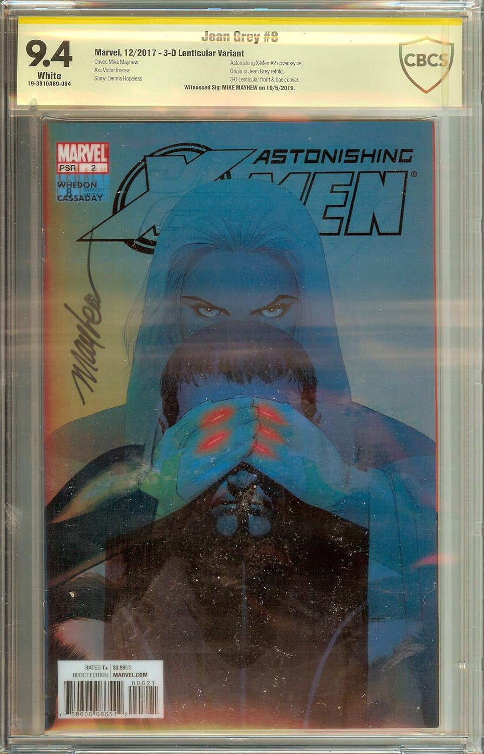 Astonishing X-Men Jean Grey #8 3-D Lenticular CBCS (not CGC) 9.4 Signed