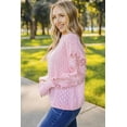 thumbnail image 2 of POGLIP Women's Pink Crochet Lace Pointelle Knit Sweater, 2 of 6