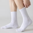 thumbnail image 5 of 6 Pairs Toe Socks For Men Cotton Athletic Running with Massage Grips Toe Socks for Women, White, 5 of 8