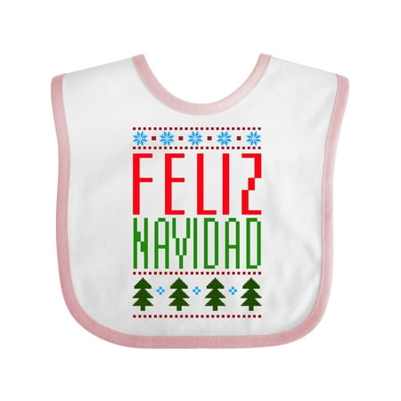 

Inktastic Feliz Navidad ugly knitted sweater style in color Gift Baby Boy or Baby Girl Bib