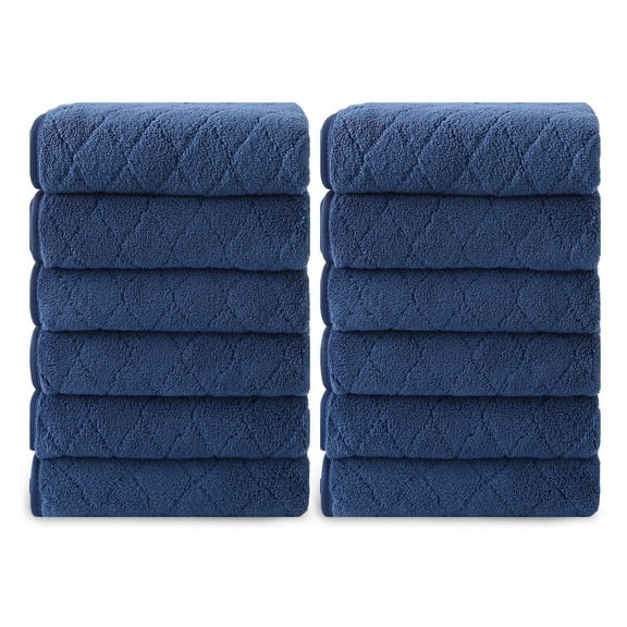 12 Pack Kitchen Washcloths, 13"x13" Large Thick Dishcloths for Drying Dishes, Ultra Soft Microfiber Towels Quick Dry Super Absorbent Wash Cloths Set for Kitchen Cleaning (Navy)