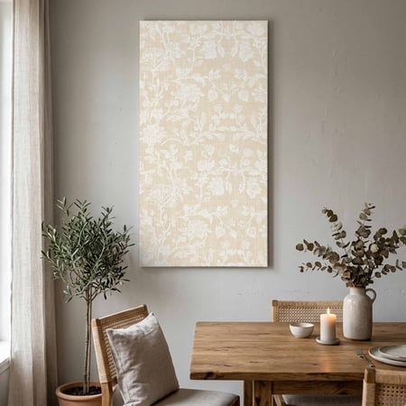Beige Floral Canvas Wall Art for Living Room Bedroom Bathroom Pastoral White Cream Petal Leaf Botanical Linen Canvas Art Wall Decor Artwork for Walls Home Office Decor 20 x40