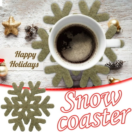 

WOXINDA Red Cup Bow 4pcs Cup Coffee Drink Mats Christmas Tea Gray Snowflake Kitchenï¼Dining & Bar