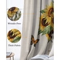 thumbnail image 3 of Yellow Sunflower Blackout Curtains for Bedroom Living Room Darkening Curtains 54 Inch Long Butterfly Beige Vintage Country Short Curtain for Small Window Treatment Insulated Grommet Drapes 42"x54"x2, 3 of 9
