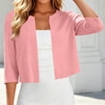 thumbnail image 6 of Lutiedan Shrugs for Women 3/4 Sleeve Open Front Cropped Cardigan Lightweight Casual Solid Color Bolero Cardigan,Pink, 6 of 8