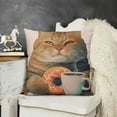 thumbnail image 2 of SHANXI Throw Pillow Case Holds a Cup of and Orange Glazed Linen Square Cushion Cover Standard Pillowcase for Men Women Home Decorative Sofa Armchair Livingroom 24x24in, 2 of 5