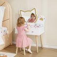thumbnail image 3 of Ktaxon Kids' Vanity Table and Stool Makeup Dressing Set w/ Mirrors & Drawer, Pink, 3 of 7