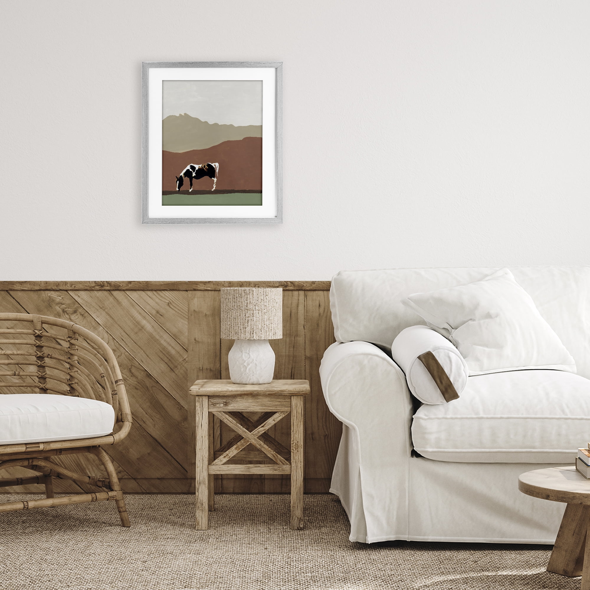 Stupell Industries Modern Mountains Horse Gray Framed Print Under Glass, design by Patricia Pinto