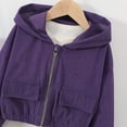 thumbnail image 6 of Cropped Corduroy Hooded Jacket for Girls Zip-Up Lightweight Fall Outerwear Purple,Size 10 T, 6 of 9