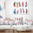 thumbnail image 4 of Designart Rainbow Feathers - Floral Throw Pillow - 16x16, 4 of 5