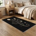 thumbnail image 2 of ODIKA 5'x7' Washable Area Rug Non-Slip, Chair-Friendly Black Beige Floral Abstract Design Elegant Botanical Motif with Geometric Accents for Dining Room, Under Table, Home Office, 2 of 7