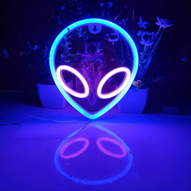 Lámpara LED Alien Neon Signs Light Wall Decor Art para dormitorio Halloween (azul rosa) Ndcxsfigh Nuevos Originales