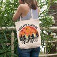 thumbnail image 2 of Retro Forever Chasing Sunset feat. a Setting Sun & Mountains, 12oz Canvas Tote Bag, 2 of 3