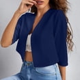 thumbnail image 2 of zbxnLI Women Cropped Blazer 3/4 Sleeve Tops Collareless Cardigan Blazers Top Ladies Work Suit Jacket Fashion Outfits, 2 of 4
