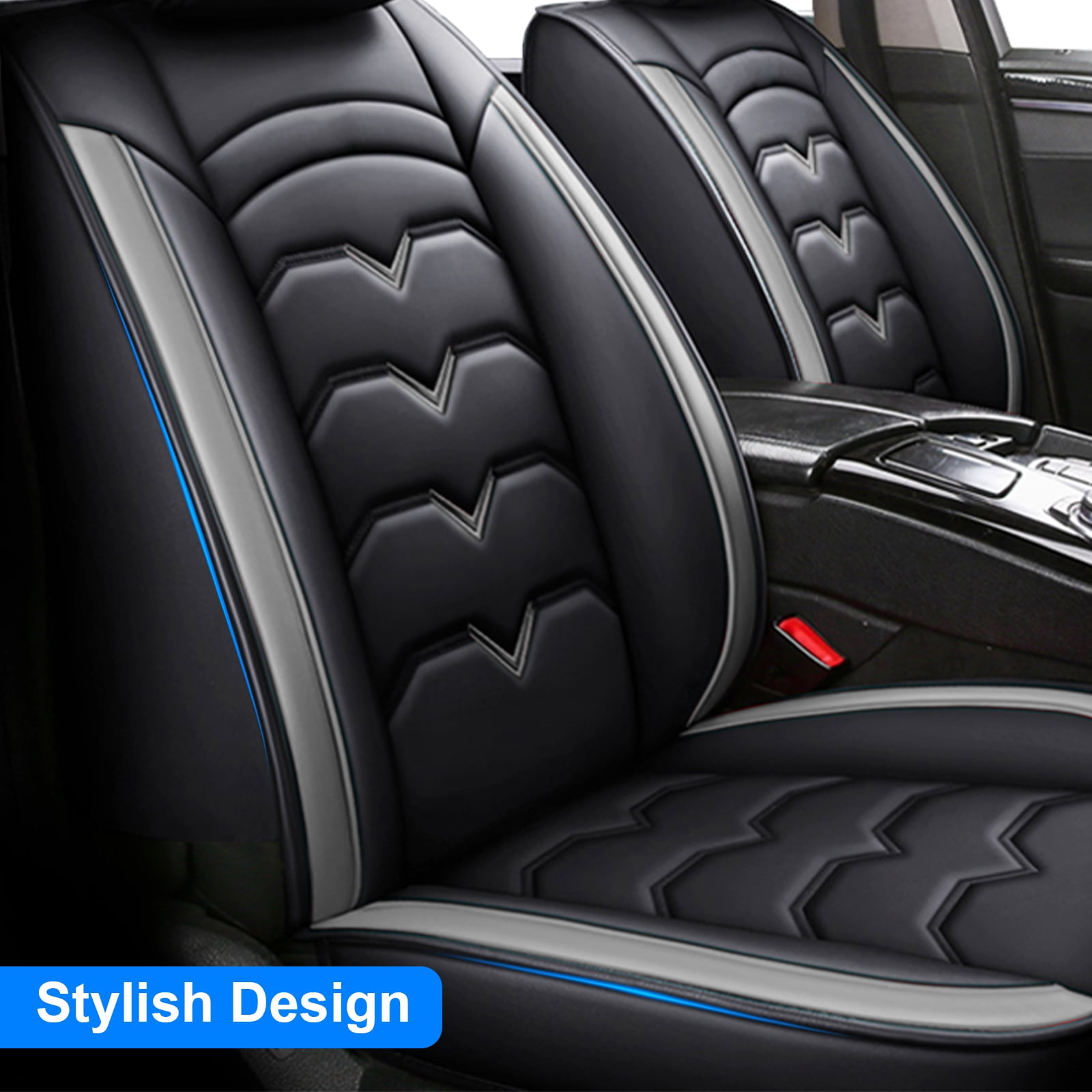 Car Seat Cover for Subaru Crosstrek Forester Outback Legacy Impreza WRX 2000-2026, Waterproof PU Leather Seat Cushion Protector Full Set Black Gray