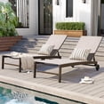 thumbnail image 4 of Crestlive Products Aluminum Adjustable Chaise Lounge Chair with 2 Wheels, Beige, 4 of 5