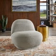 thumbnail image 3 of Weston Home Lompoc Modern Boucle Accent Chair with Rounded Design and Lumbar Pillow, Light Gray Chair, 3 of 11